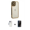 MARSİLYAN™- iPhone 12 Pro Max Kılıf Çekirdek Klasik Serisi - Siyah 3D Antistatik Hayalet Cam Ekran Koruyucu + Shine Kamera Lens - LT