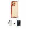 MARSİLYAN™- iPhone 12 Pro Max Kılıf Çekirdek Klasik Serisi - Siyah 3D Antistatik Hayalet Cam Ekran Koruyucu + Gold Shine Kamera Lens