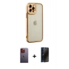 MARSİLYAN™- iPhone 12 Pro Max Kılıf Çekirdek Klasik Serisi - Siyah 3D Antistatik Hayalet Cam Ekran Koruyucu + Neon Fosforlu Kamera Lens - TU