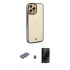 MARSİLYAN™- iPhone 12 Pro Max Kılıf Çekirdek Klasik Serisi - Siyah 3D Antistatik Hayalet Cam Ekran Koruyucu + Renkli Kamera Lens Koruma Cam - MI