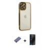 MARSİLYAN™- iPhone 12 Pro Max Kılıf Çekirdek Klasik Serisi - Siyah 3D Antistatik Hayalet Cam Ekran Koruyucu + Metal Kamera Lens Koruma Cam - GD
