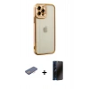 MARSİLYAN™- iPhone 12 Pro Max Kılıf Çekirdek Klasik Serisi - Siyah 3D Antistatik Hayalet Cam Ekran Koruyucu + Renkli Kamera Lens Koruma Cam - PE