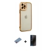 MARSİLYAN™- iPhone 12 Pro Max Kılıf Çekirdek Klasik Serisi - Siyah 3D Antistatik Hayalet Cam Ekran Koruyucu + Shine Kamera Lens Koruma Cam - PE
