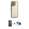MARSİLYAN™- iPhone 12 Pro Max Kılıf Çekirdek Klasik Serisi - Siyah 3D Antistatik Seramik Nano Ekran Koruyucu + Neon Fosforlu Kamera Lens - SI