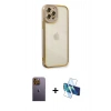 MARSİLYAN™- iPhone 12 Pro Max Kılıf Çekirdek Klasik Serisi - Siyah 3D Antistatik Seramik Nano Ekran Koruyucu + Neon Fosforlu Kamera Lens - SI