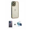 MARSİLYAN™- iPhone 12 Pro Max Kılıf Çekirdek Klasik Serisi - Siyah 3D Antistatik Seramik Nano Ekran Koruyucu + Neon Fosforlu Kamera Lens - MI