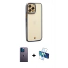 MARSİLYAN™- iPhone 12 Pro Max Kılıf Çekirdek Klasik Serisi - Siyah 3D Antistatik Seramik Nano Ekran Koruyucu + Neon Fosforlu Kamera Lens - MI