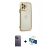 MARSİLYAN™- iPhone 12 Pro Max Kılıf Çekirdek Klasik Serisi - Siyah 3D Antistatik Seramik Nano Ekran Koruyucu + Neon Fosforlu Kamera Lens - BZ