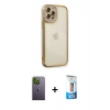 MARSİLYAN™- iPhone 12 Pro Max Kılıf Çekirdek Klasik Serisi - Siyah 5D Eko Cam Ekran Koruyucu + Neon Fosforlu Kamera Lens - YL