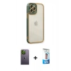 MARSİLYAN™- iPhone 12 Pro Max Kılıf Çekirdek Klasik Serisi - Siyah 5D Eko Cam Ekran Koruyucu + Neon Fosforlu Kamera Lens - YL