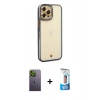 MARSİLYAN™- iPhone 12 Pro Max Kılıf Çekirdek Klasik Serisi - Siyah 5D Eko Cam Ekran Koruyucu + Neon Fosforlu Kamera Lens - YL