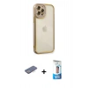 MARSİLYAN™- iPhone 12 Pro Max Kılıf Çekirdek Klasik Serisi - Siyah 5D Eko Cam Ekran Koruyucu + Renkli Kamera Lens Koruma Cam - MI