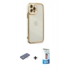 MARSİLYAN™- iPhone 12 Pro Max Kılıf Çekirdek Klasik Serisi - Siyah 5D Eko Cam Ekran Koruyucu + Renkli Kamera Lens Koruma Cam - MI