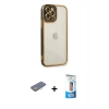 MARSİLYAN™- iPhone 12 Pro Max Kılıf Çekirdek Klasik Serisi - Siyah 5D Eko Cam Ekran Koruyucu + Renkli Kamera Lens Koruma Cam - SI