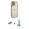 MARSİLYAN™- iPhone 12 Pro Max Kılıf Çekirdek Klasik Serisi - Siyah 5D Eko Cam Ekran Koruyucu + Renkli Kamera Lens Koruma Cam - SI