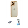MARSİLYAN™- iPhone 12 Pro Max Kılıf Çekirdek Klasik Serisi - Siyah 5D Eko Cam Ekran Koruyucu + Renkli Kamera Lens Koruma Cam - SI