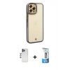 MARSİLYAN™- iPhone 12 Pro Max Kılıf Çekirdek Klasik Serisi - Siyah 5D Eko Cam Ekran Koruyucu + Shine Kamera Lens - LT