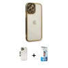 MARSİLYAN™- iPhone 12 Pro Max Kılıf Çekirdek Klasik Serisi - Siyah 5D Eko Cam Ekran Koruyucu + Shine Kamera Lens - GD