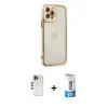 MARSİLYAN™- iPhone 12 Pro Max Kılıf Çekirdek Klasik Serisi - Siyah 5D Eko Cam Ekran Koruyucu + Shine Kamera Lens - GD