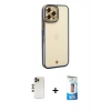 MARSİLYAN™- iPhone 12 Pro Max Kılıf Çekirdek Klasik Serisi - Siyah 5D Eko Cam Ekran Koruyucu + Shine Kamera Lens - GD