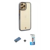 MARSİLYAN™- iPhone 12 Pro Max Kılıf Çekirdek Klasik Serisi - Siyah 5D Eko Cam Ekran Koruyucu + Shine Kamera Lens Koruma Cam - GD