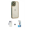 MARSİLYAN™- iPhone 12 Pro Max Kılıf Çekirdek Klasik Serisi - Siyah 5D Eko Cam Ekran Koruyucu + Shine Kamera Lens - LT
