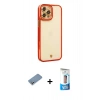 MARSİLYAN™- iPhone 12 Pro Max Kılıf Çekirdek Klasik Serisi - Siyah 5D Eko Cam Ekran Koruyucu + Shine Kamera Lens Koruma Cam - GS