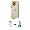 MARSİLYAN™- iPhone 12 Pro Max Kılıf Çekirdek Klasik Serisi - Siyah 5D Eko Cam Ekran Koruyucu + Shine Kamera Lens - GD