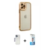 MARSİLYAN™- iPhone 12 Pro Max Kılıf Çekirdek Klasik Serisi - Siyah 5D Eko Cam Ekran Koruyucu + Shine Kamera Lens - LT