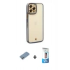 MARSİLYAN™- iPhone 12 Pro Max Kılıf Çekirdek Klasik Serisi - Siyah 5D Eko Cam Ekran Koruyucu + Shine Kamera Lens Koruma Cam - GS