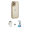 MARSİLYAN™- iPhone 12 Pro Max Kılıf Çekirdek Klasik Serisi - Siyah 5D Eko Cam Ekran Koruyucu + Shine Kamera Lens - GD