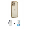 MARSİLYAN™- iPhone 12 Pro Max Kılıf Çekirdek Klasik Serisi - Siyah 5D Eko Cam Ekran Koruyucu + Shine Kamera Lens - LT