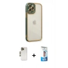 MARSİLYAN™- iPhone 12 Pro Max Kılıf Çekirdek Klasik Serisi - Siyah 5D Eko Cam Ekran Koruyucu + Shine Kamera Lens - GD