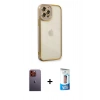 MARSİLYAN™- iPhone 12 Pro Max Kılıf Çekirdek Klasik Serisi - Siyah 5D Eko Cam Ekran Koruyucu + Neon Fosforlu Kamera Lens - TU