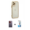 MARSİLYAN™- iPhone 12 Pro Max Kılıf Çekirdek Klasik Serisi - Siyah 5D Eko Cam Ekran Koruyucu + Neon Fosforlu Kamera Lens - TU