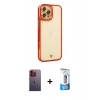 MARSİLYAN™- iPhone 12 Pro Max Kılıf Çekirdek Klasik Serisi - Siyah 5D Eko Cam Ekran Koruyucu + Neon Fosforlu Kamera Lens - TU