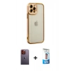 MARSİLYAN™- iPhone 12 Pro Max Kılıf Çekirdek Klasik Serisi - Siyah 5D Eko Cam Ekran Koruyucu + Neon Fosforlu Kamera Lens - TU