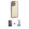 MARSİLYAN™- iPhone 12 Pro Max Kılıf Çekirdek Klasik Serisi - Siyah 5D Eko Cam Ekran Koruyucu + Neon Fosforlu Kamera Lens - TU