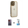 MARSİLYAN™- iPhone 12 Pro Max Kılıf Çekirdek Klasik Serisi - Siyah 5D Eko Cam Ekran Koruyucu + Neon Fosforlu Kamera Lens - TU