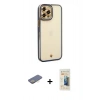 MARSİLYAN™- iPhone 12 Pro Max Kılıf Çekirdek Klasik Serisi - Siyah 6D Mat Seramik Hayalet Nano Ekran Koruyucu + Renkli Kamera Lens Koruma Cam - SI