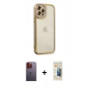 MARSİLYAN™- iPhone 12 Pro Max Kılıf Çekirdek Klasik Serisi - Siyah 6D Mat Seramik Hayalet Nano Ekran Koruyucu + Neon Fosforlu Kamera Lens - TU