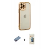 MARSİLYAN™- iPhone 12 Pro Max Kılıf Çekirdek Klasik Serisi - Siyah 6D Mat Seramik Hayalet Nano Ekran Koruyucu + Shine Kamera Lens Koruma Cam - PE