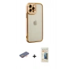 MARSİLYAN™- iPhone 12 Pro Max Kılıf Çekirdek Klasik Serisi - Siyah 6D Mat Seramik Hayalet Nano Ekran Koruyucu + Renkli Kamera Lens Koruma Cam - TU