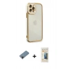 MARSİLYAN™- iPhone 12 Pro Max Kılıf Çekirdek Klasik Serisi - Siyah 6D Mat Seramik Hayalet Nano Ekran Koruyucu + Shine Kamera Lens Koruma Cam - SH