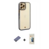MARSİLYAN™- iPhone 12 Pro Max Kılıf Çekirdek Klasik Serisi - Siyah 6D Mat Seramik Hayalet Nano Ekran Koruyucu + Metal Kamera Lens Koruma Cam - GD