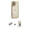 MARSİLYAN™- iPhone 12 Pro Max Kılıf Çekirdek Klasik Serisi - Siyah 6D Mat Seramik Hayalet Nano Ekran Koruyucu + Sierra Blue Shine Kamera Lens Koruma Cam