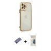 MARSİLYAN™- iPhone 12 Pro Max Kılıf Çekirdek Klasik Serisi - Siyah 6D Mat Seramik Hayalet Nano Ekran Koruyucu + Metal Kamera Lens Koruma Cam - GD