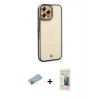 MARSİLYAN™- iPhone 12 Pro Max Kılıf Çekirdek Klasik Serisi - Siyah 6D Mat Seramik Hayalet Nano Ekran Koruyucu + Shine Kamera Lens Koruma Cam - MI