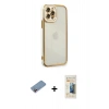 MARSİLYAN™- iPhone 12 Pro Max Kılıf Çekirdek Klasik Serisi - Siyah 6D Mat Seramik Hayalet Nano Ekran Koruyucu + Shine Kamera Lens Koruma Cam - PE