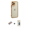 MARSİLYAN™- iPhone 12 Pro Max Kılıf Çekirdek Klasik Serisi - Siyah 6D Mat Seramik Hayalet Nano Ekran Koruyucu + Sierra Blue Shine Kamera Lens Koruma Cam